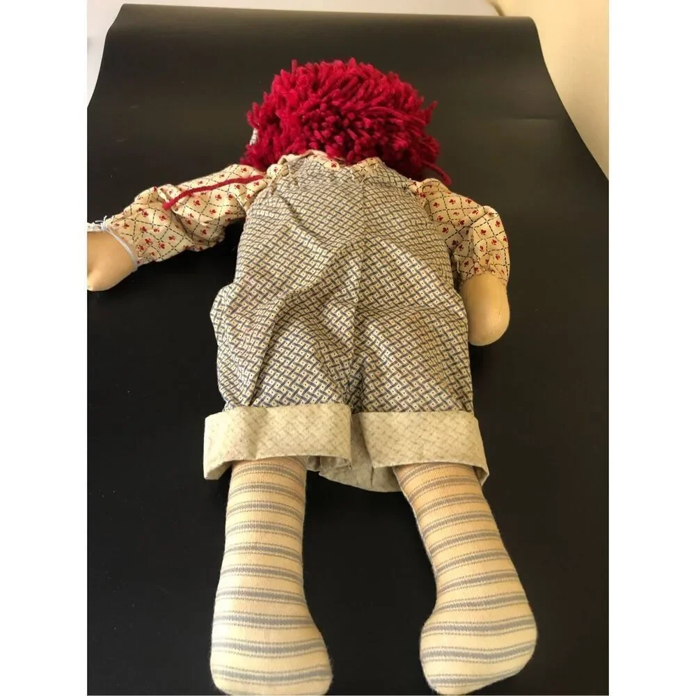 Vintage Darla’s Dolls Rag Doll Pair Handmade Red Yarn Hair 19in